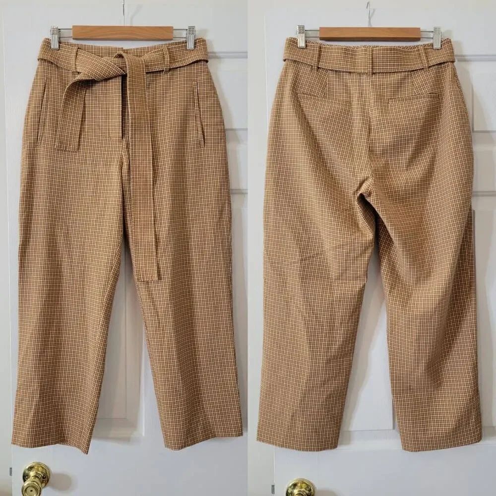 Aritzia Wilfred Tie Front Check Pant Sz 8